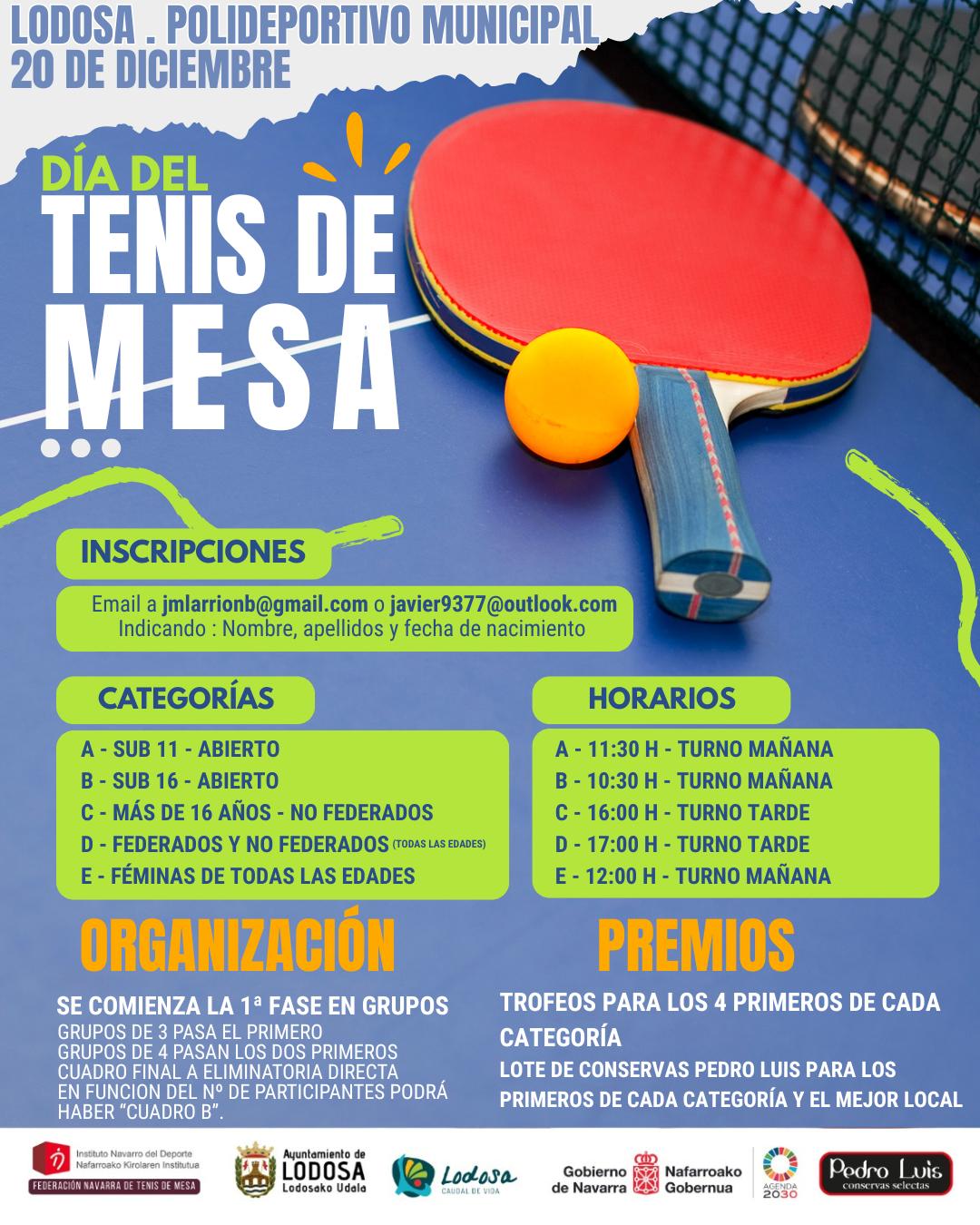 Ma&ntilde;ana, Lodosa acoge el D&iacute;a del Tenis de Mesa